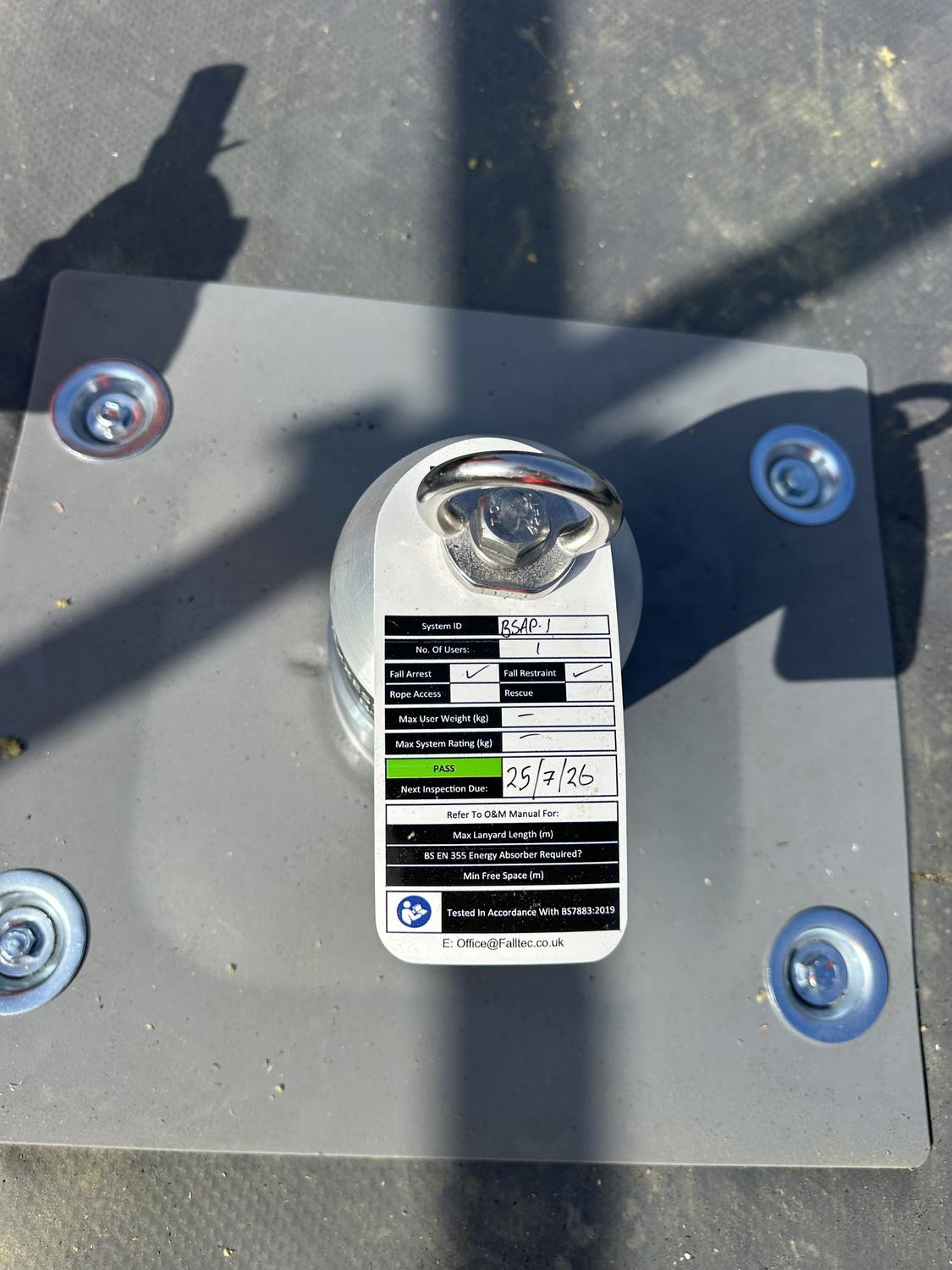 Fall Restraint Extremity Post Installed on roof